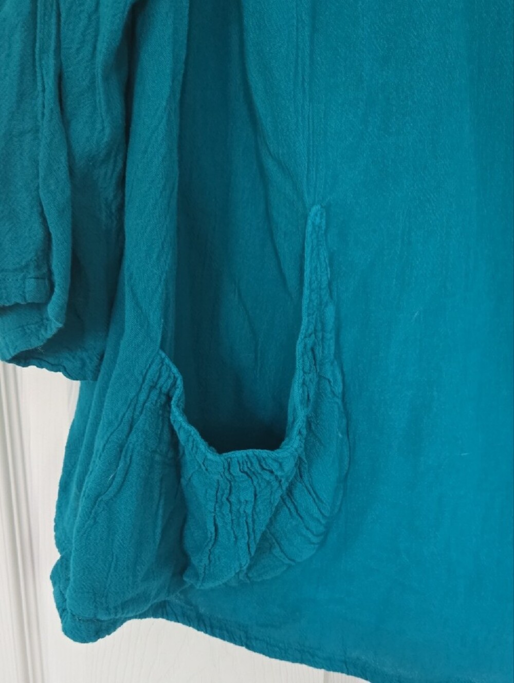 Oh My Gauze! Teal Button-Front Hooded Tunic Size 2 Which Is L - Picture 2 of 9